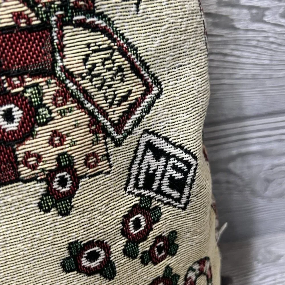Vintage Mary Engelbreit Christmas Girl Tapestry Pillow 15” Square Rare! READ